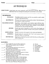 Advertising Techniques Printable (7th - 12th Grade ...