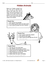 Hidden Animals: Verbs Printable (1st - 2nd Grade) - TeacherVision.com