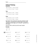 Printable critical thinking puzzles for middle school