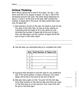 critical thinking word problems 3rd grade