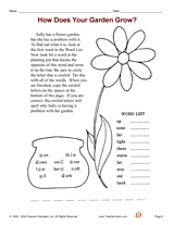 How Does Your Garden Grow? Antonyms Printable (1st - 2nd Grade ...