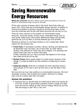 Saving Nonrenewable Energy Resources: Printable Earth Day Activity