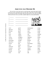 Adjectives that Describe Me Printable (4th - 6th Grade) - TeacherVision.com