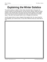 explaining the winter solstice printable 3rd 5th grade