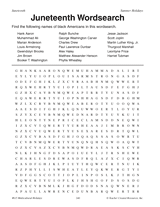 juneteenth african americans wordsearch printable 3rd 5th grade