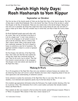 Jewish High Holy Days: Rosh Hashanah to Yom Kippur Printable (3rd 6th