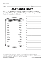 Alphabet Soup Printable (1st - 3rd Grade) - TeacherVision.com