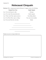 holocaust cinquain printable 5th 8th grade teachervisioncom