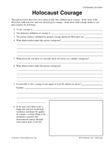 holocaust courage printable 5th 8th grade teachervisioncom