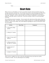 Heart Rate Printable (5th - 8th Grade) - TeacherVision.com