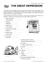 The Great Depression Vocabulary Printable (5th - 8th Grade