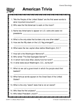 American Trivia Printable (5th - 8th Grade) - TeacherVision.com