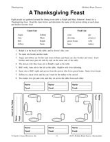 A Thanksgiving Feast: Printable Math Activity (Grades 3, 4 & 5