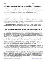 Winter Olympic Games: Reading Comprehension Worksheet - TeacherVision.com