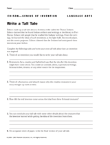Write a Tall Tale Printable (6th - 10th Grade) - TeacherVision.com