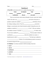 Sainthood Word-Fill & Vocabulary -- Religion Worksheet - TeacherVision.com