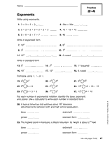 Exponents Printable (5th - 6th Grade) - TeacherVision.com