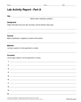 Lab Activity Report--Part A and B Printable (6th - 12th Grade