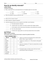 How Do We Identify Minerals? Earth Science Printable (6th-12th Grade