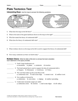 Plate Tectonics Test - Earth Science Printable (Grades 6 ...