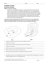 Science Earth  geography Mapping  worksheet 6 for Contour contour Activity 12  Lines (Printable, lines Gr.