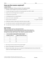 How Are the Oceans Explored? Earth Science Printable (6th-12th Grade