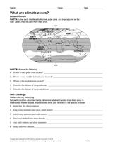 what are climate zones weather science printable 6th 12th grade