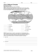 life in different climates activity for earth science geography