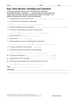 Science Key Term Review: Heredity and Genetics Printable (6th - 12th