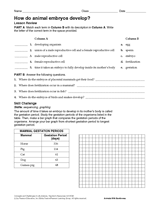 Science How Do  Animal Embryos Printable    worksheets Vertebrates  Develop? (Grades reproduction animal