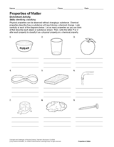 Properties of Matter Activity (Physics & Chemistry Printable, 6th-12th ...