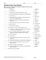 Physical Science: Solutions Key Term Review Printable (6th - 12th Grade