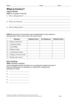 What Is Friction? Printable (6th - 12th Grade) - TeacherVision.com