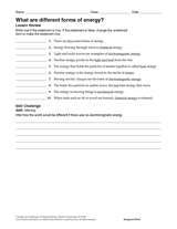 What Are Different Forms of Energy? Printable (6th - 12th Grade ...