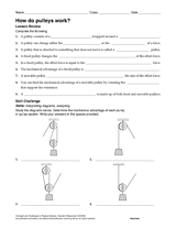 How Do Pulleys Work? Printable (6th - 12th Grade) - TeacherVision.com