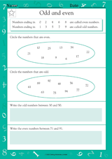 Odd and Even Numbers - Math Practice Worksheet (Grade 2