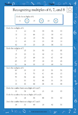 Recognizing Multiples of 6, 7, and 8 - Math Practice Worksheet (Grade 4