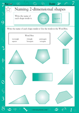 naming 2 dimensional shapes i math practice worksheet grade 2