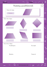 Naming Quadrilaterals - Math Practice Worksheet (Grade 5