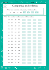 Comparing and Ordering Numbers I - Math Practice Worksheet (Grade 2