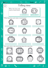 Telling Time: Clock Faces II - Math Practice Worksheet (Grade 2