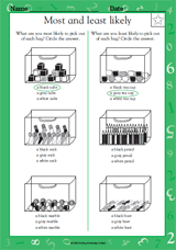 Most and Least Likely - Math Practice Worksheet (Grade 1