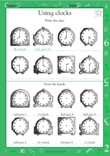 Telling Time: Clock Faces II - Math Practice Worksheet (Grade 1