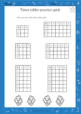 Times Tables Practice Grids III - Math Practice Worksheet (Grade 4