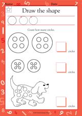 Draw And Count The Circles Kindergarten Math Practice