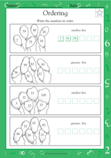 ordering numbers 1 100 math practice worksheet grade 1