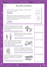 Decimal Word Problems I - Math Practice Worksheet (Grade 5