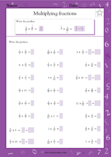 multiplying fractions math practice worksheet grade 5