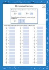 Renaming Fractions Math Practice Worksheet (Grade 4) TeacherVision com