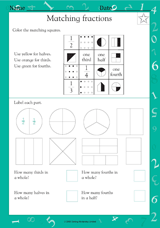 Matching Fractions - Math Practice Worksheet (Grade 2) - TeacherVision.com